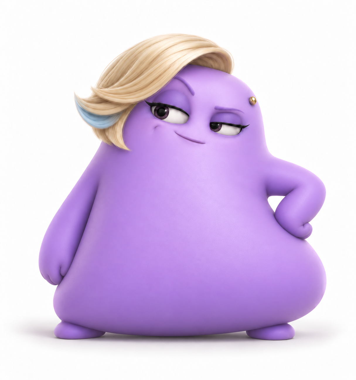 Zsa, lavender with blonde hair and a pale-blue streak